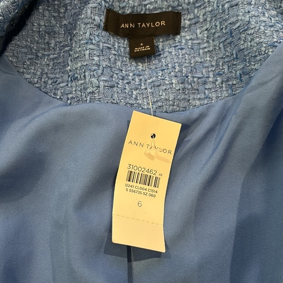 New ANN TAYLOR Lapis Bluebird Fringe Tweed Blazer Size 6 - Picture 7 of 9